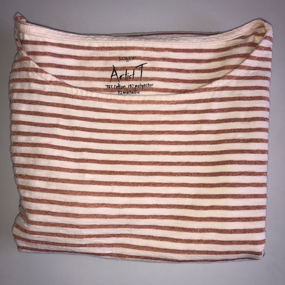 J. Crew Metallic Stripped “Artist T” Top Medium - Picture 8 of 8